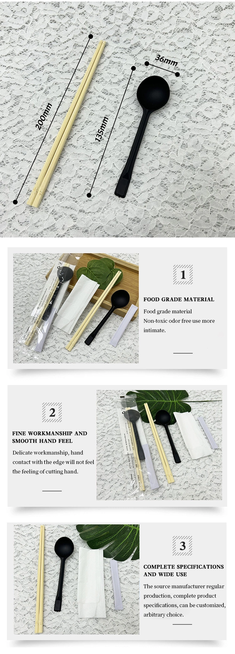Disposable Clear Heat-Sealed Film Chopsticks Set Spoon Tissue Paper Toothpicks Wholesale Custom